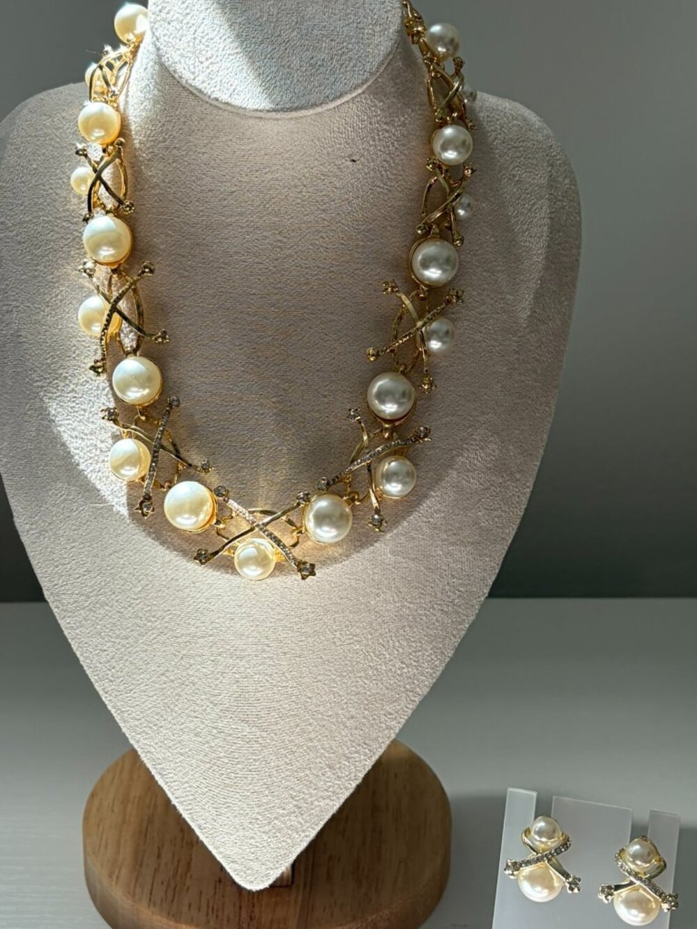 Vintage Inspired Faux Pearl & Rhinestone Statement Jewelry Set - Bridal